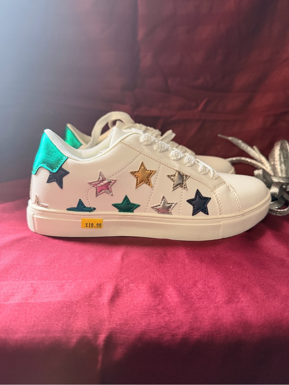 The Portland Boot Company White Sneakers with Multicolor Star Accents size 6